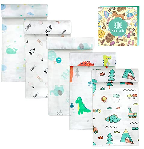 Koo-dib Baby-Musselin-Decke, 80 cm × 80 cm, 100% Baumwolle, Baby-Waschlappen, große Musselintücher, Wickeltuch, Duschtücher für Neugeborene, weiche Musselintücher, Musselin.