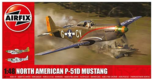 Airfix Model Set, A05131A North American P-51D Mustang Model Building Kit, Kits de Aviones Modelo de plástico para Adultos y niños Mayores de 8 años, el Juego Incluye bebederos y calcomanías