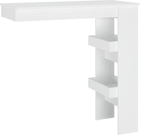 vidaXL Mesa de Bar de Pared Mesita de Comedor Alta Pub Barra Salón Cocina Restaurante Cafetería Muebles Madera Contrachapada Blanco 102x45x103,5cm