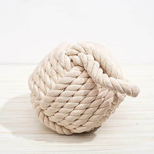 Home Heavy Rope Knot Door Stop Nautical Theme Decorative Yarn Door Stopper 1.2kg Weight Stop Wedge (Beige)