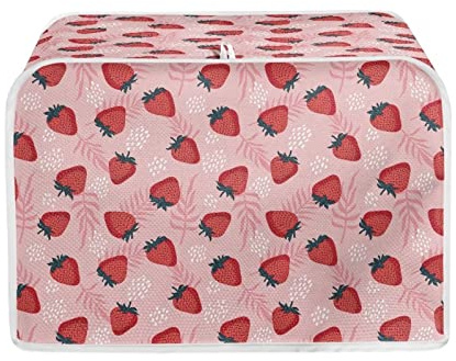 STUOARTE Strawberry Print Cute Toaster Covers 2 Slice Wide Slot Fingerprint Protection Kitchen Small Appliances Toaster Cover Dustproof Universal Size Cover Small
