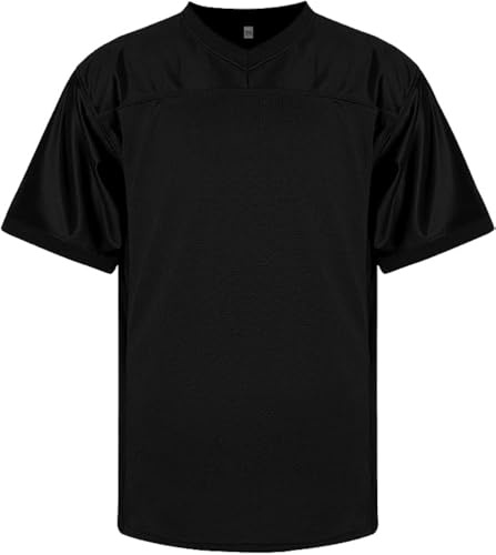 RE-HUO Blanko-Fußballtrikot, Netzgewebe, einfarbig, Hip-Hop-Sporttrikot, Größe M, Schwarz