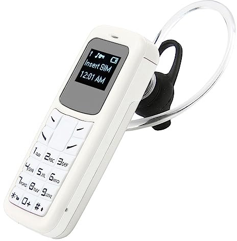 Mini Teléfono Móvil 2G, Teléfono Móvil gsm Básico con Gancho para la Oreja, Marcador de Auriculares Bluetooth, Teléfono de Respaldo en el Automóvil, Batería de 350 Mah, SIM única