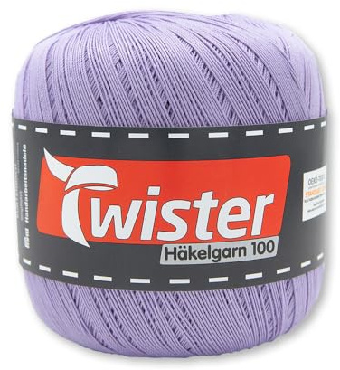 Frida's Wollhaus Twister 100 g Häkelgarn 100 Baumwolle mercerisiert gekämmt gasiert 18 Farben (43 | Flieder)