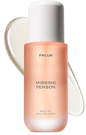 PHLUR Missing Person Body Oil, 4 Fl Oz – Skin Musk Bergamot & Jasmine Scented Body Oil for Women & Men, Hydrating Moisturizing After Shower Oil with Sandalwood & White Musk Fragrance