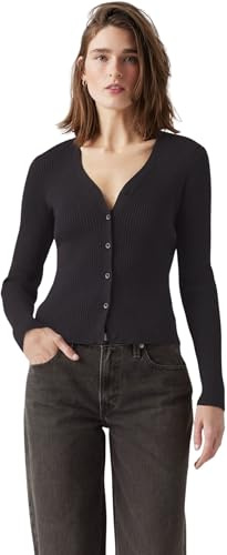 Levi's Donna Cardigan Tulip con Scollo a V, Slim Fit, Nero (Caviar), M