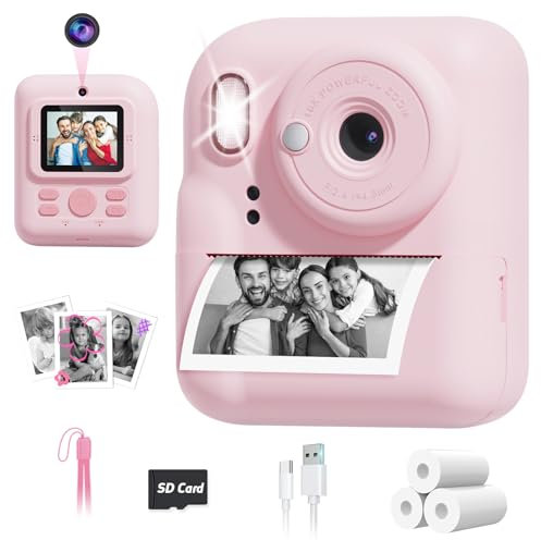 Nevanah Kids Camera Instant Print for Girls Boys, Dual-Lens 1080P Digital Camera Christmas Birthday Gifts Toys for Girls Age 3-12 Pink