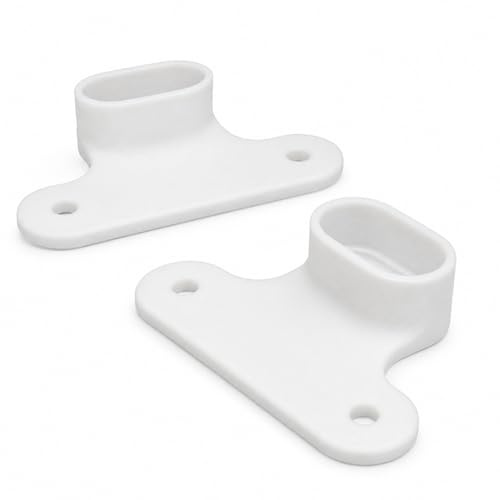 SplashNColor Closet Rod Holders Compatible with IKEA Komplement Pax - ABS Heavy Duty Rail Brackets for Wardrobe - End Supports with Screws - Durable Flange Sockets for Closet - White (2 Pack)