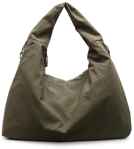 Caistre Slouchy Nylon Tote Bag Women Large Shoulder Crescent Handbag Zip Lightweight Purse Daily Casual Gym Work Travel