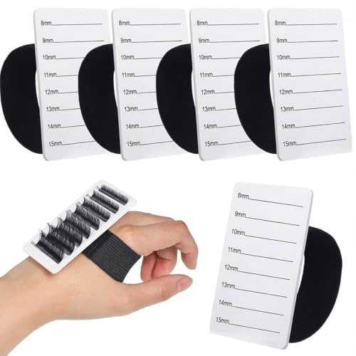 Maitys 6 Pieces Eyelash Extension Hand Plate Lash Holder Eyelash Extension Pallet Stand Holder Tray Tools with Adjustable Wrist Strap Strip for Makeup Lash(8-15 mm)