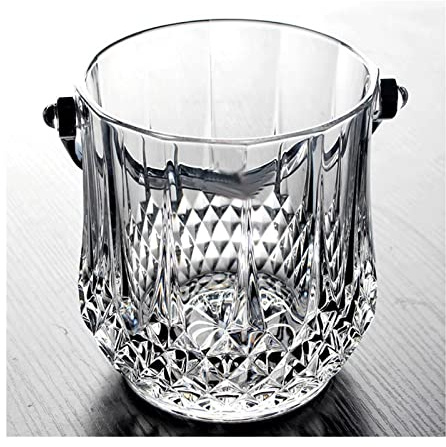 secchiello per il ghiaccio, secchiello per vino trasparente, vasca rotonda per bevande con manici, refrigeratore portatile per bottiglie di birra, contenitore per champagne per feste, bar, casa, secch