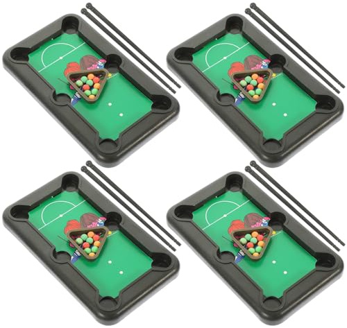Mikikit Mini Table de Billard Portable 4 Sets pour Garçon et Filles et Adultes, Jeu de Billard de Table Miniature en Plastique Léger, Interactif de Loisir Intérieur et Voyage, Stimulation