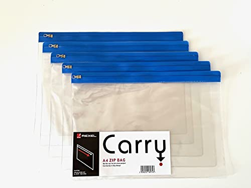 30x REXEL Zip-Bag, Dokumententasche mit Reißverschluss, A4 klar, Kleinkram-Beutel, Sichttasche