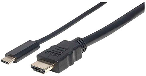 Manhattan USB Typ C auf HDMI-Adapterkabel ( konvertiert das Alternate-Mode-Signal in ein HDMI 4K-Ausgangssignal ) 2 m schwarz 151764