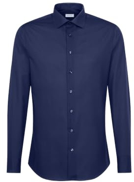 Chemise business Seidensticker pour homme - Coupe ajustée - Infroissable - Col Kent - Manches extra longues - 100 % coton