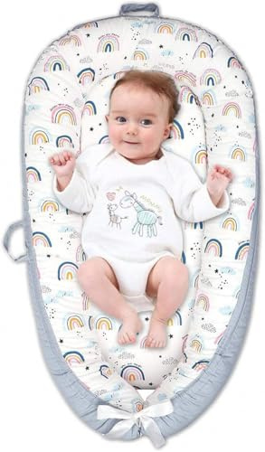 Baby Nest Lounger Cot Bed for Co Sleeping Portable Baby Bassinet Soft Breathable Newborn Lounger Perfect for Newborn Gift Napping Co-Sleeping and Traveling Soft Cotton from 0-18 Months