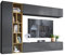 Wohnwand Kodita, Anbauwand, Fernsehschrank, Schrankwand, Mediawand, Wandregal, Schrank, TV-Lowboard (Grau/Eiche Artisan)