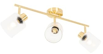 Qazqa - Ceiling Spotlight Gold with Glass 3-Light Adjustable - Laura- - Art Deco - Suitable for LED E27 | 3 Way Light - Glass Surface-Mounted spotway Light - Suitable for Living Room I Kitchen I Bed
