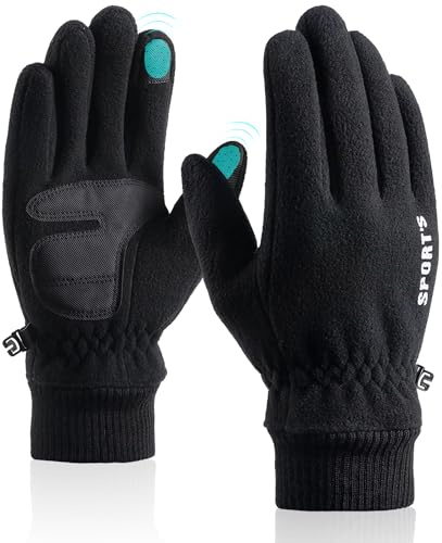 JTSONN Gants Hiver Homme et Femme, Gant Tactile, Gant Travail Hiver, Gants Thermiques Homme, Gants Velo Hiver, Gants Femme Hiver Chaud pour Cyclisme, Course, Conduite, Jogging, Ski (Noir)
