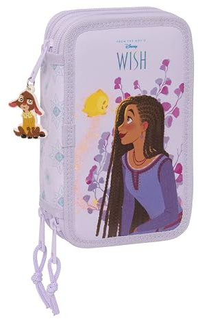Safta Wish - Trousse Scolaire avec 36 Outils Inclus, pour Enfants de 5 à 14 Ans, Confortable et Polyvalente, qualité et résistance, 12,5 x 5,5 x 19,5 cm, Couleur Lilas, Lilas, Estándar, Décontracté