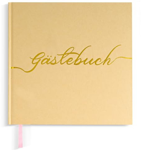 Libro Ospiti Matrimonio,Libro Degli Ospiti di Nozze con Titolo,200 Pagine di Carta di Qualità,Libro Degli Ospiti con Copertina Rigida 21,5 × 21,5 cm per Matrimoni, Compleanni e Anniversari (oro)