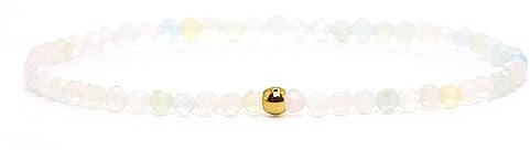 Echtes Morganit Edelstein Armband mit facettierten 3mm Perlen - verschiedene Längen - Heilstein Schutzstein Edelsteinarmband Glücksbringer Talisman Geschenk (Morganit, 14CM)