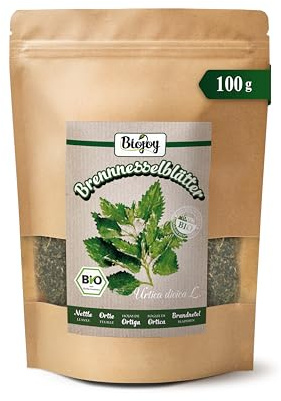Biojoy Thé d'ortie BIO (100 g), séché et coupé, Feuilles d'ortie (Urtica dioica)