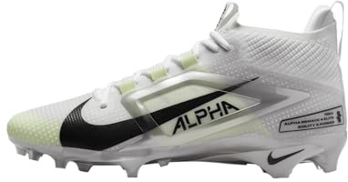 Nike Alpha Menace 4 Elite Football Cleats (FD7036-600, University Red/Team Red/Black/White), Weiß/Metallic-Silber/Photonenstaub/Schwarz, 47.5 EU