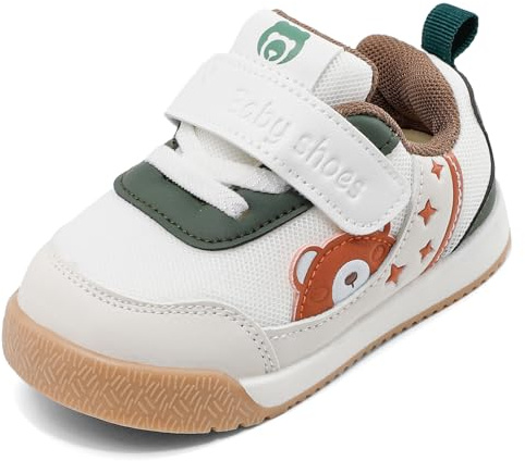 LACOFIA Scarpe Neonato Scarpine Primi Passi Bambino Sneakers Traspirante Bimbo con Suola Gomma Antiscivolo Bianco 21 EU(Etichetta 19)