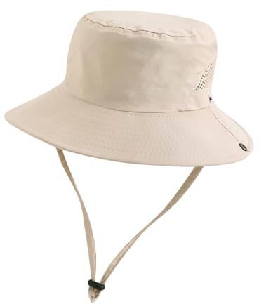 YAMEIZE Regolabile Impermeabile Cappello da Pescatore - con la Stringa per Le Donna Uomo del Bambino Adulto Protezione UV Cappello Pesca Spiaggia Hiking
