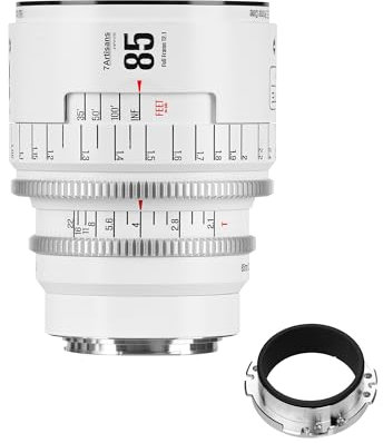 7artisans 85mm T2.1 Infinte Series Professional Full Frame Manual Cine Lens Compatible for EF Mount for Photography Filmmaking,White