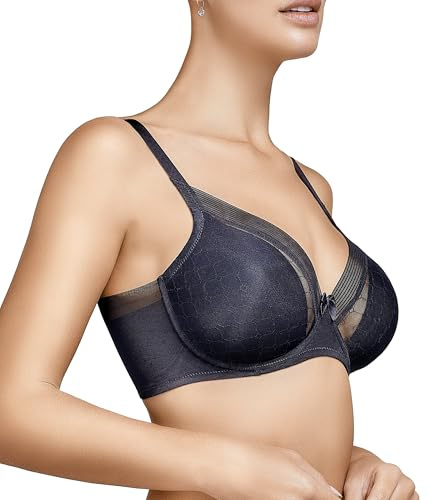 Selene, Reggiseno Donna con Elegante Trama Geometrica, con Ferretto e Imbottitura, Collezione Katia, Colore Nero, Taglia 3 C