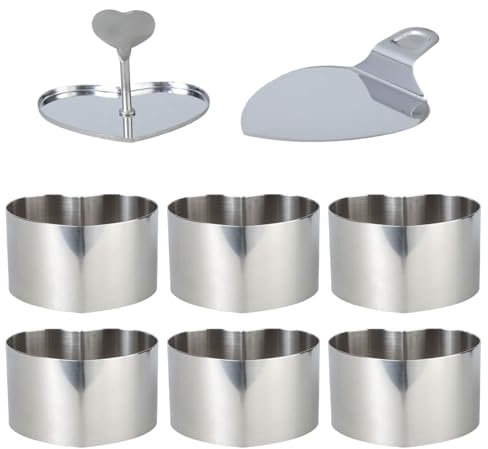Set di 6 anelli in acciaio inox per mousse, torte, pasticcini, con sollevatore e manomissione, pratici stampi da dessert