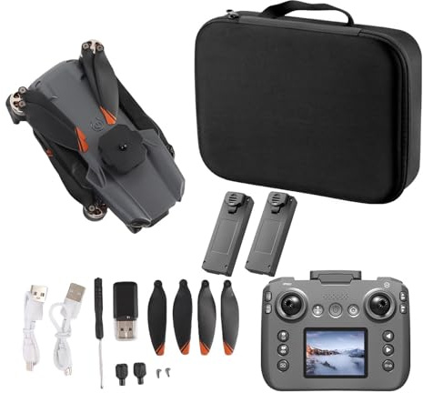 Dilwe Doppia Fotocamera RC Drone con App, Display Ad Alta Definizione Telecomando Localizzazione Ottica, Evitamento degli Ostacoli, Motore Senza Spazzole per (Batteria a doppia)