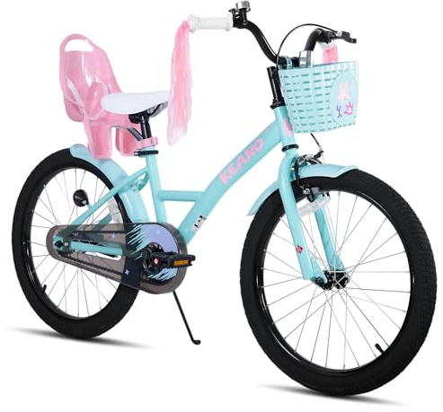 JOYSTAR Zinnia Bicicleta infantil de 20 pulgadas para niñas de 8 a 11 años, bicicleta de niña de 20 pulgadas con ruedas de entrenamiento y cesta y serpentinas, verde