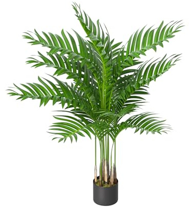 FIVMEN Konstväxt konstgjord palm Livistona inomhusväxter konstgjorda växter konstträd som äkta med blomkruka, konstgjorda växter falsk växt för vardagsrum sovrum kontor dekoration, 110 cm hög