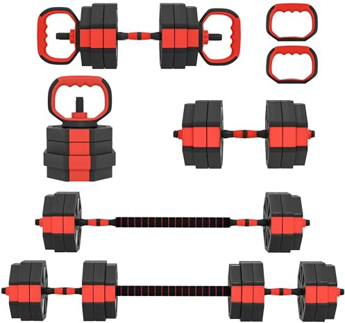 SPORTNOW Haltères réglables 6-en-1 avec barre de connexion 25kg