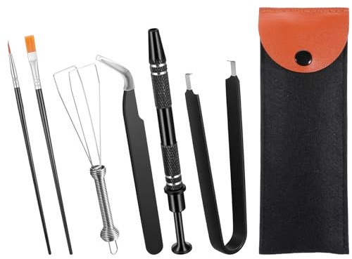 Qianyu Juego de 6 herramientas para quitar teclado, extractor de teclas, abridor de interruptores de lubricación, pinzas planas de cabeza fina, de limpieza de bolígrafo lubricante de 4