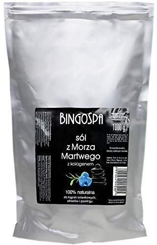 Sale da bagno anti-età dal Mar Morto con collagene per infezioni della pelle, psoriasi, acne, stress, sudorazione, dolori muscolari 1000 g BINGOSPA