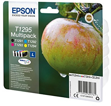 Epson - DURABRITE 4COLOUR - T1295 - Schwarz/Cyan/Magenta/Gelb - BX305F/BX320FW/BX525WD/BX625FWD/SX420W - Wischfest