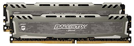 Crucial Ballistix Sport LT BLS2K8G4D32AESBK 3200 MHz, DDR4, DRAM, Desktop Gaming Speicher Kit, 16GB, (8GB x2), CL16 (Grau)