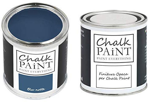 CHALK PAINT EVERYTHING Blu Notte & FINITURA - Kit Pronto Vernicia e Proteggi (250 ml + 250 ml)