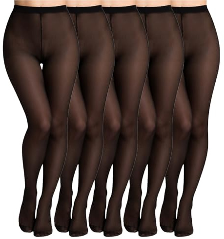 Bonjour® Women’s/Girls Tights, 40 Denier (Pack of 5) (Black, Large)