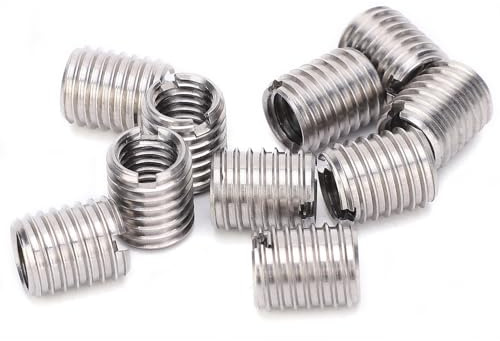 10Pcs Insert Nut Thread Repair Sleeve Stainless Steel Threaded Bushing M8 x 1.25 to M10 x 1.5 for Fixing Stripped Threads in Automotive and Mechanical Equipment