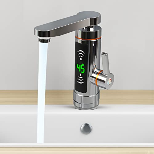 TIHOOK Electric Instant Heater Tap, 30-60℃, LED Digital Display, 360° Rotatable Stainless Electric Tap, 220V Electric Instant Heater Faucet, for Home Kitchens, Bathrooms, Offices