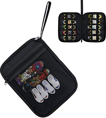 HUHYNN 10 Fingerboard Carrying Case Compatible with Tech Deck, Storage Case Compatible with Teck Deck Finger Skateboards, Fingerboard Carry Case Holds 10 Mini Finger Skateboards(Bag Only) (Black)