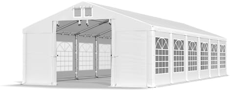 DAS COMPANY Partyzelt 5x12m Wasserdicht Weiß Zelt 560g/m² PVC Plane Hochwertigeszelt Gartenzelt Winter SD - Faltpavillon - Lagerzelt Winterfest - Festzelt - Gartenpavillon - Pavillon - Lagerzelt