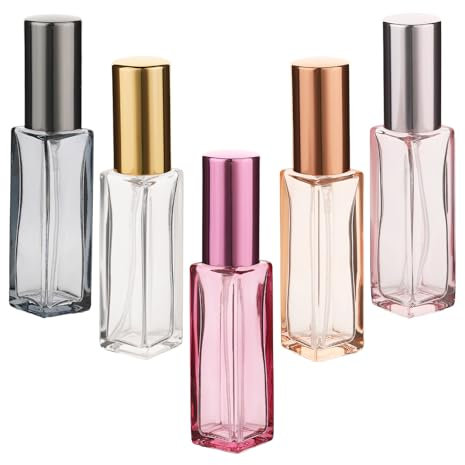 5 Pcs Perfume Atomizer Bottle 10ML Refillable Atomizer Container Travel Glass Empty Spray Bottle Mini Toiletries Sample Dispenser Pocket Fine Mist Spray Bottles for Hair Plants Cleaning Skin Care