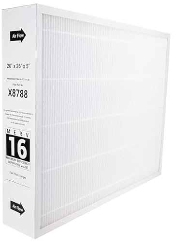 X8788 20 x 26 x 5 MERV 16 Ofenfilter, kompatibel mit Lennox X8788 PureAir PCO20-28 Luftreiniger-Reinigungssystemen, 1 Packung