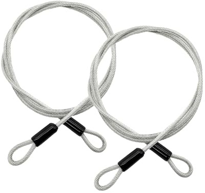 LIANCHEN 2 Stücke 5 mm Schlaufenkabel Sport Stahlseil Drahtseil für Diebstahlsicherung Sicherheitskabel Geflochtene Sicherheitsschlaufe Stahlseil mit Schlaufe, Länge: 2m (Silber 5mm)